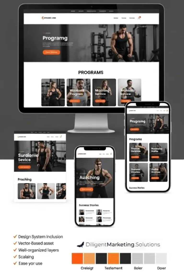 A responsive website build by Diligent Marketing Solutions shown across devices